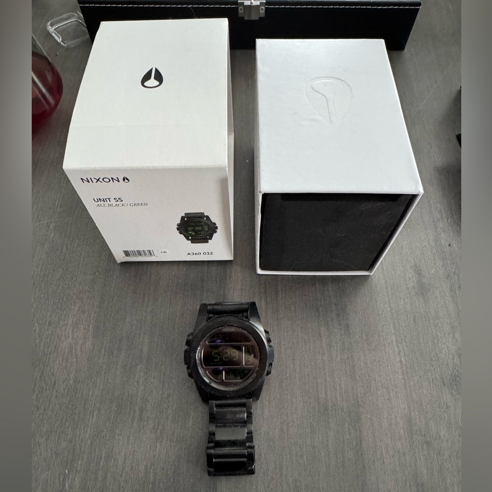 NIXON Unit SS All Black Green Watch